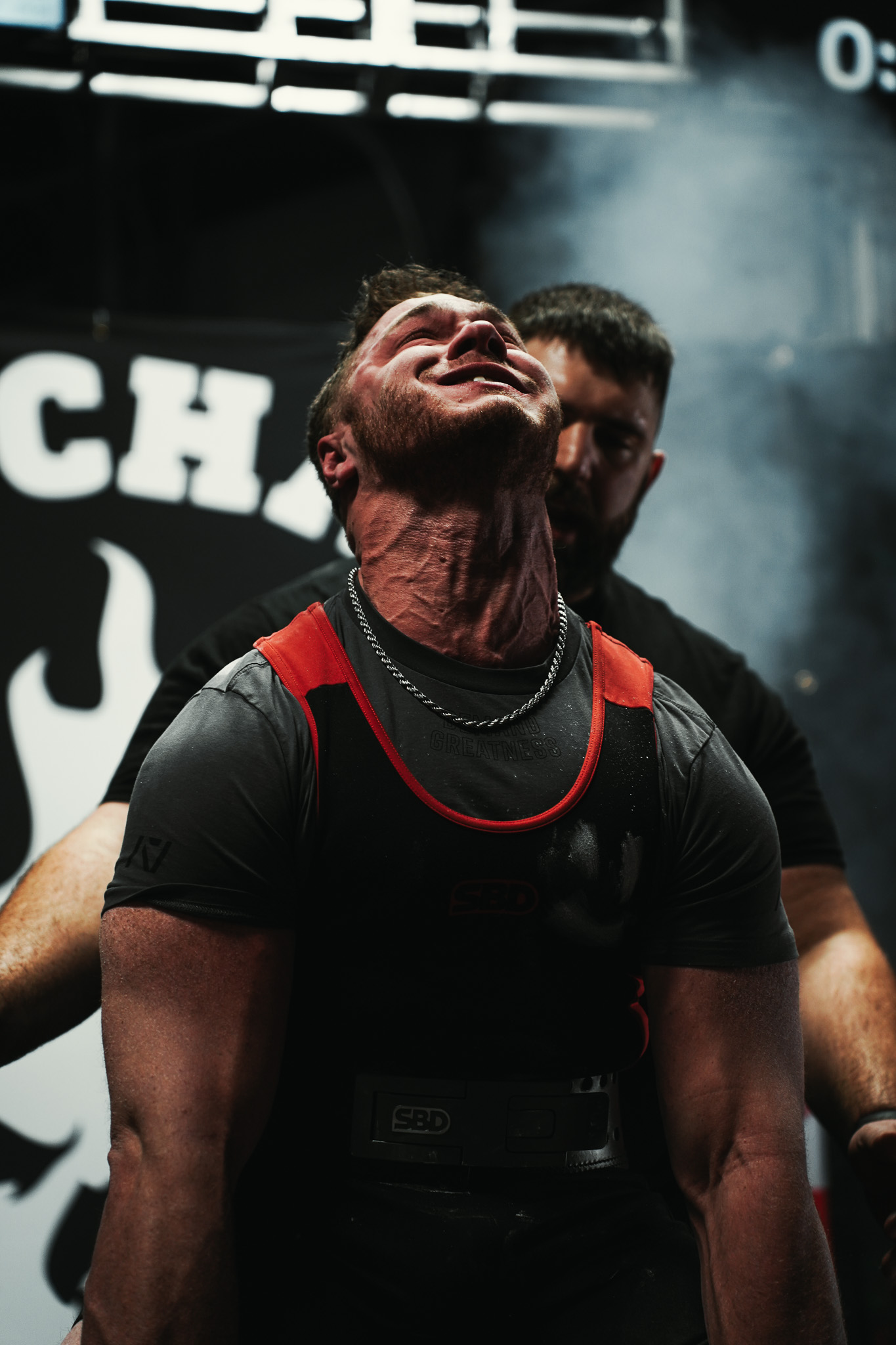 Powerlifter at maximum effort