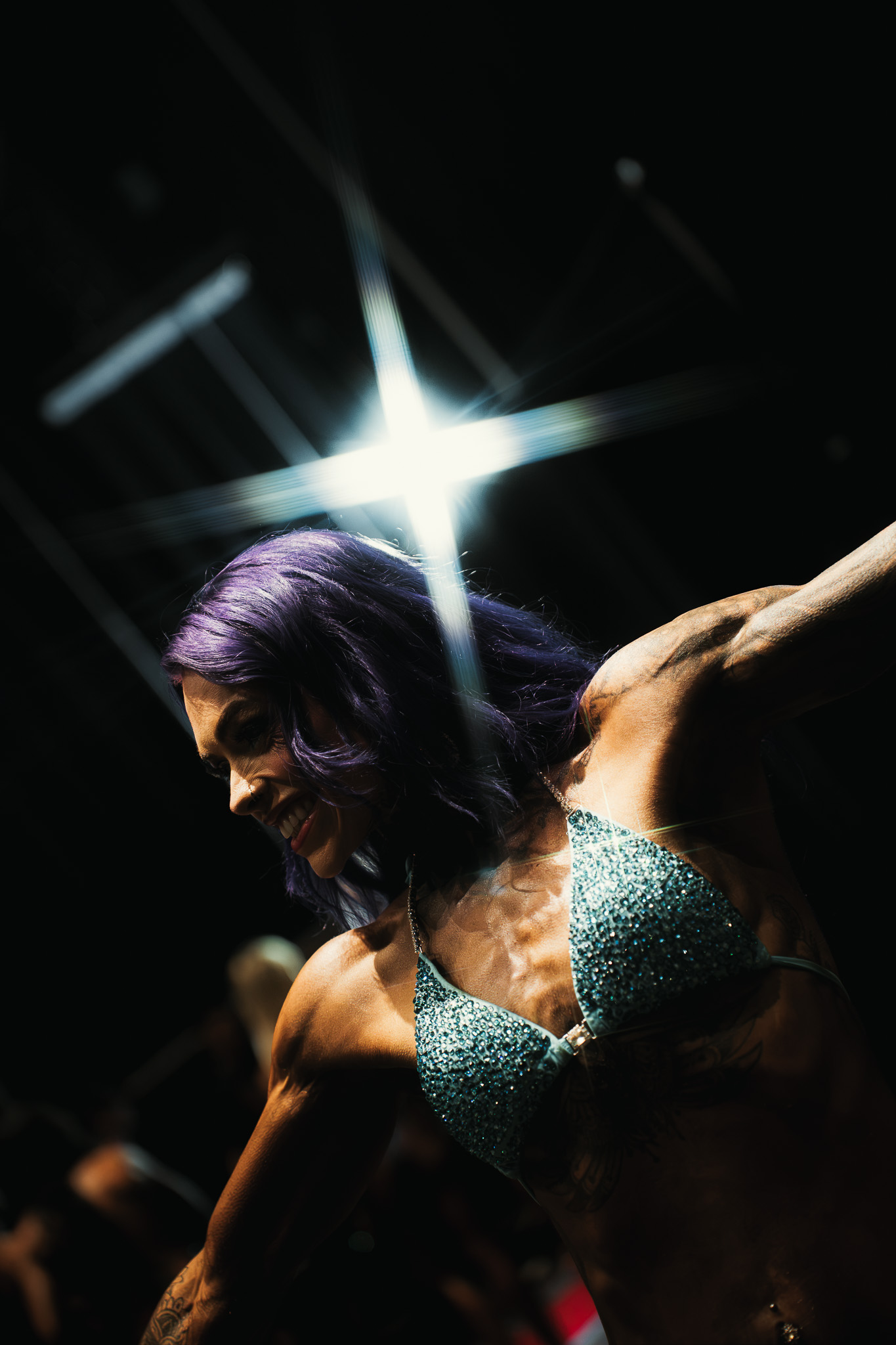 Bodybuilding athlete moments before the stage