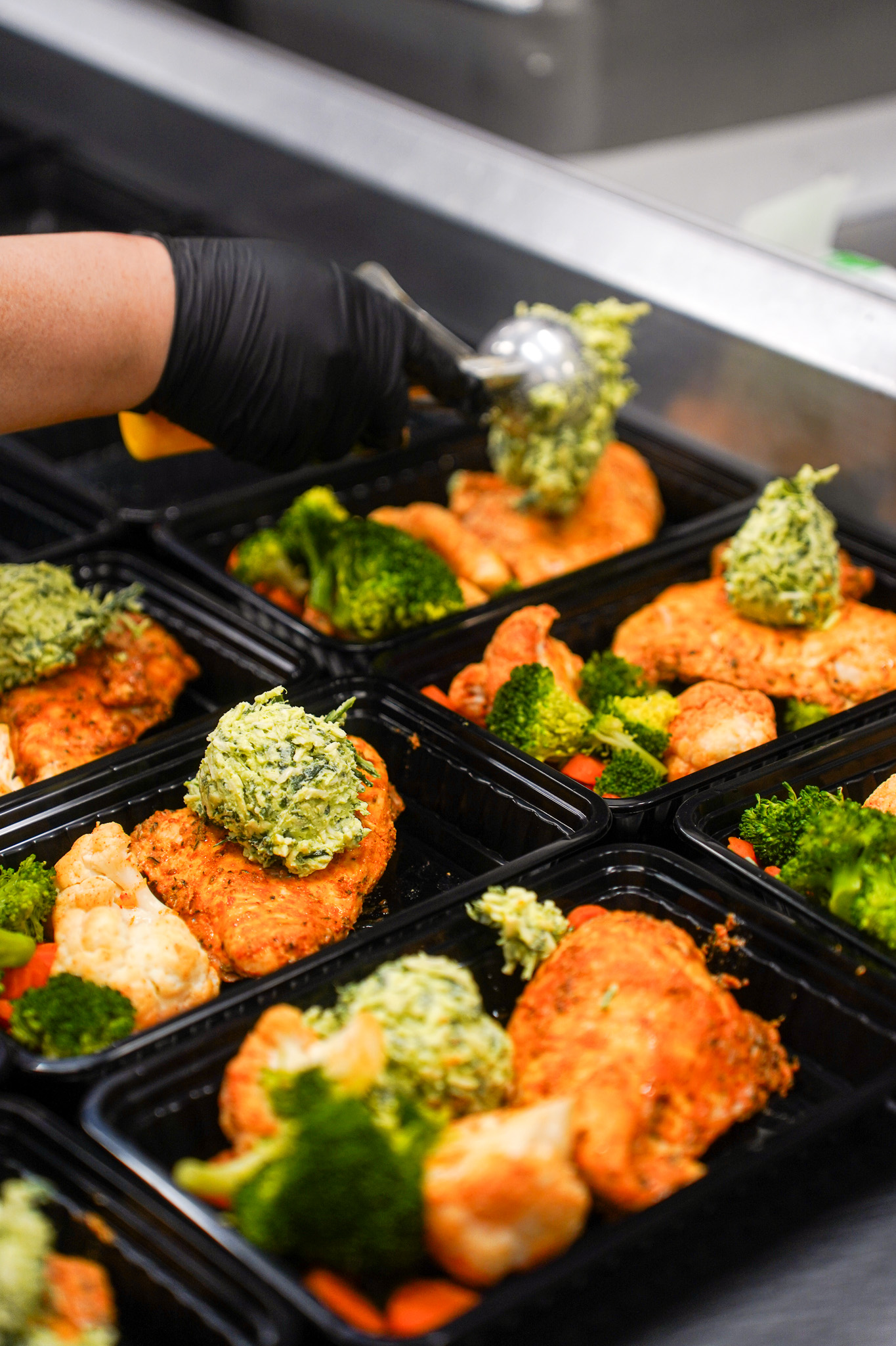Fresh prepared meals on the production line