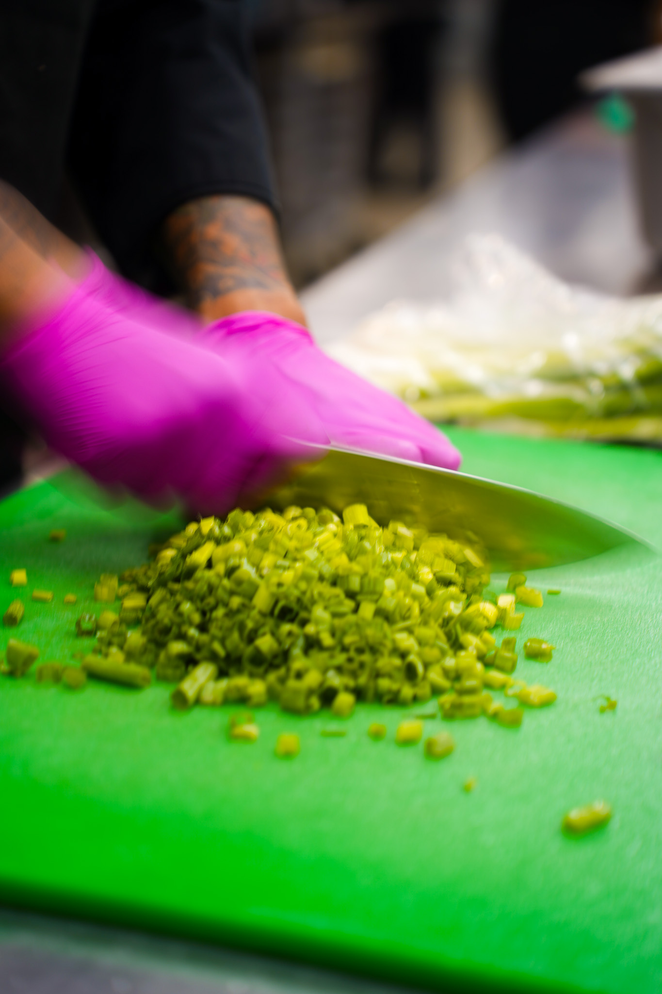 Fresh ingredients being prepared in the kitchen