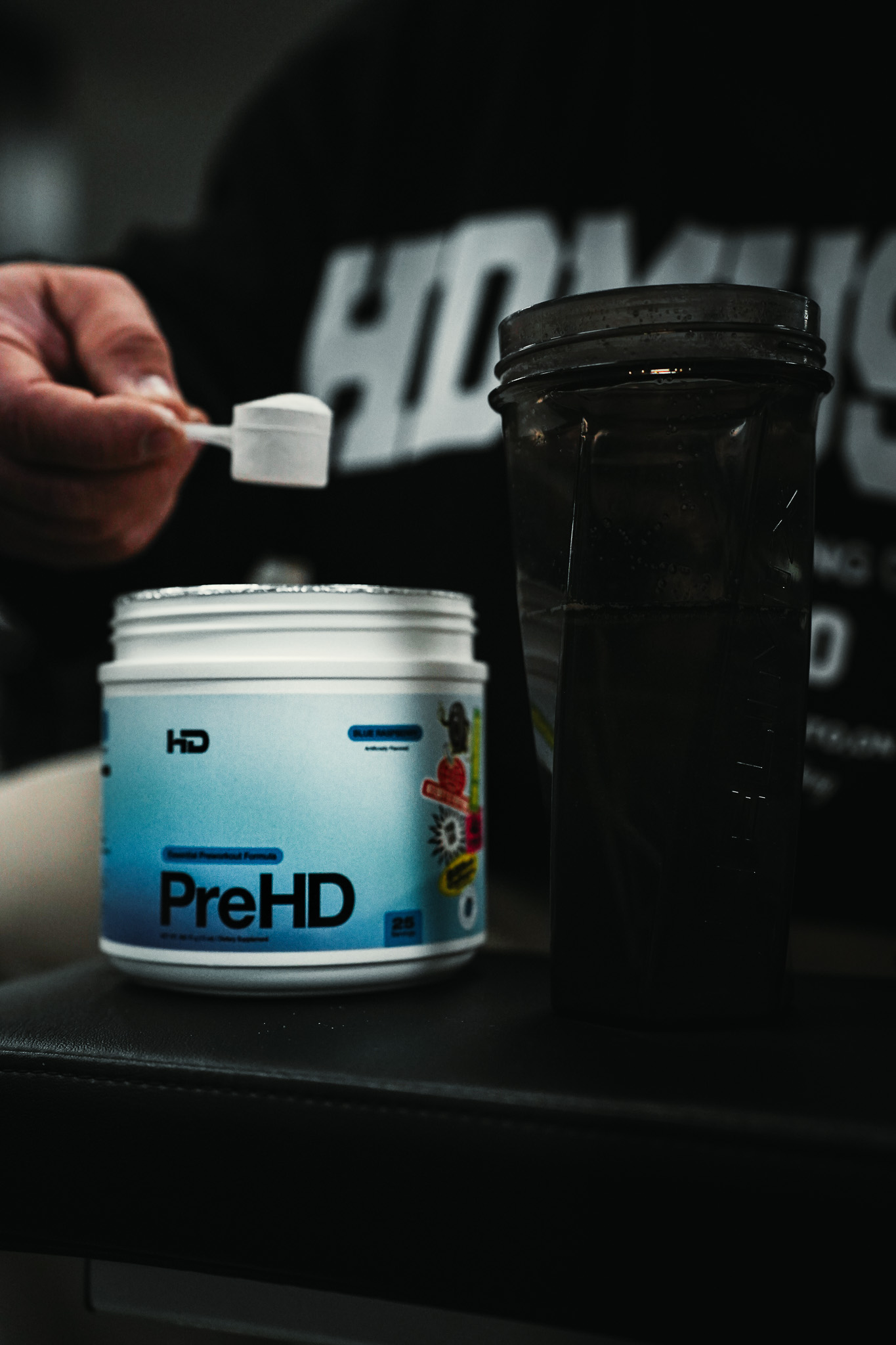 PreHD pre-workout and shaker