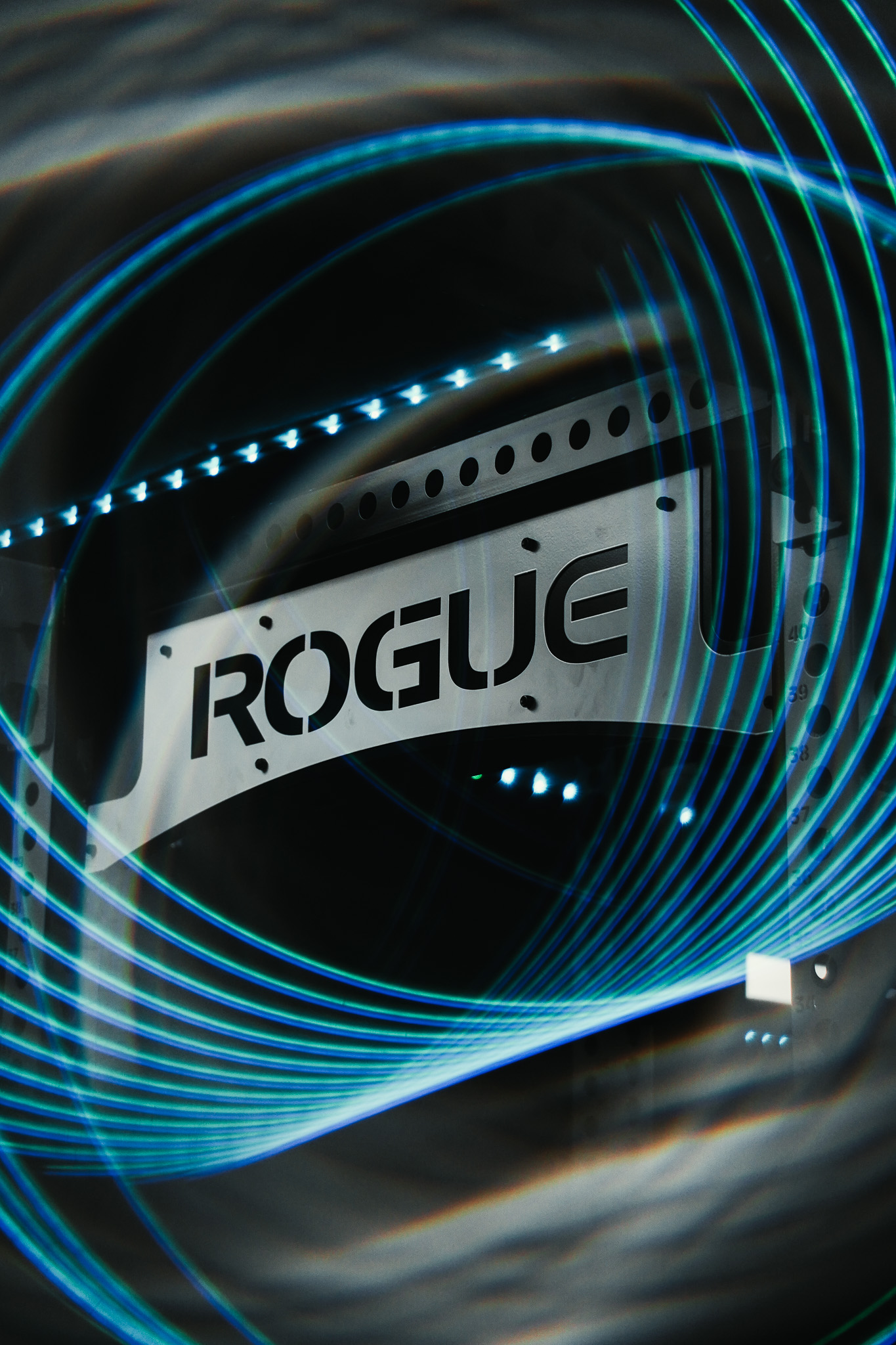 Rogue equipment framed by blue light trails